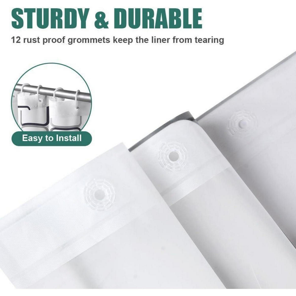 DUSCHVORHANG 180 x 180 cm PEVA wasserdicht 12 Ringe Set - Multicolor, Kunststoff (180/180cm)