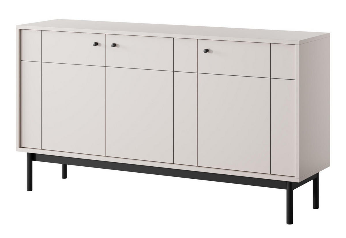 SIDEBOARD Japandies Greige 154 cm - Beige/Schwarz, Holz/Holzwerkstoff (153.5/83.5/39cm) - Selsey