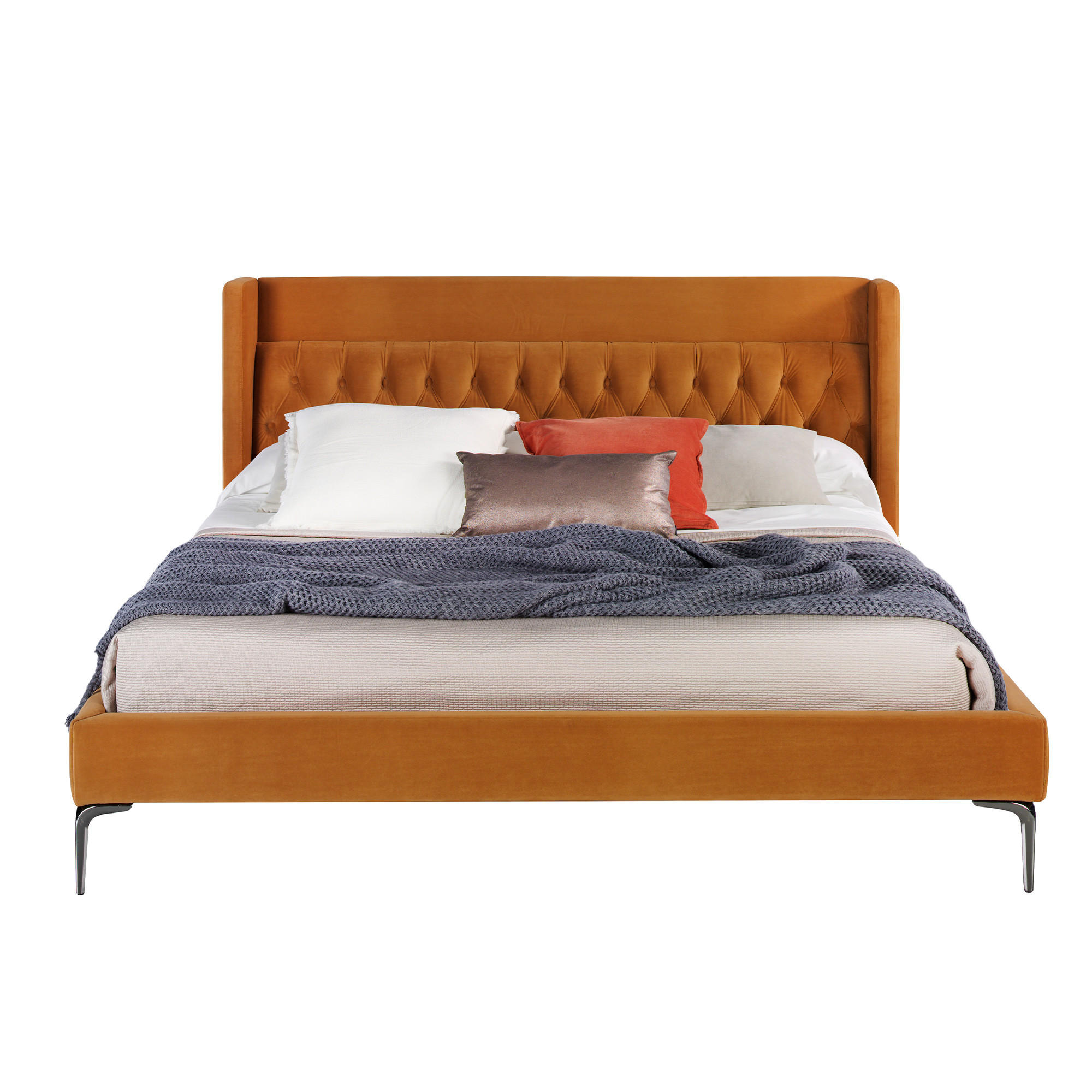BETT Senf Grau 193/226/115 cm - Dunkelgelb/Grau, Textil (180/200cm) - ANGEL CERDA