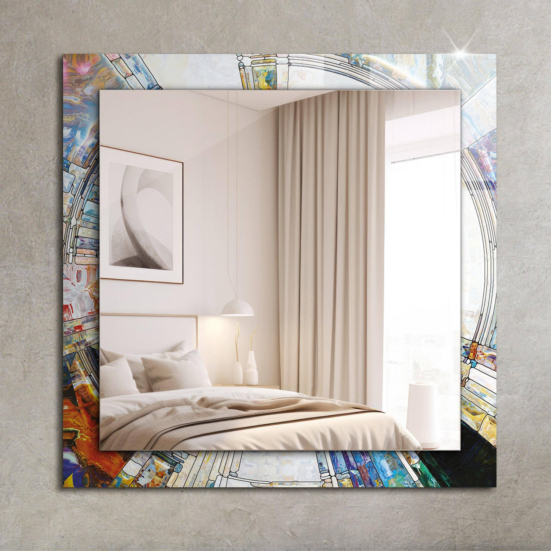 SPIEGEL 60 x 60 cm Rechteckig mit Aufdruck - Multicolor, Glas (60/60/0.4cm) - TULUP