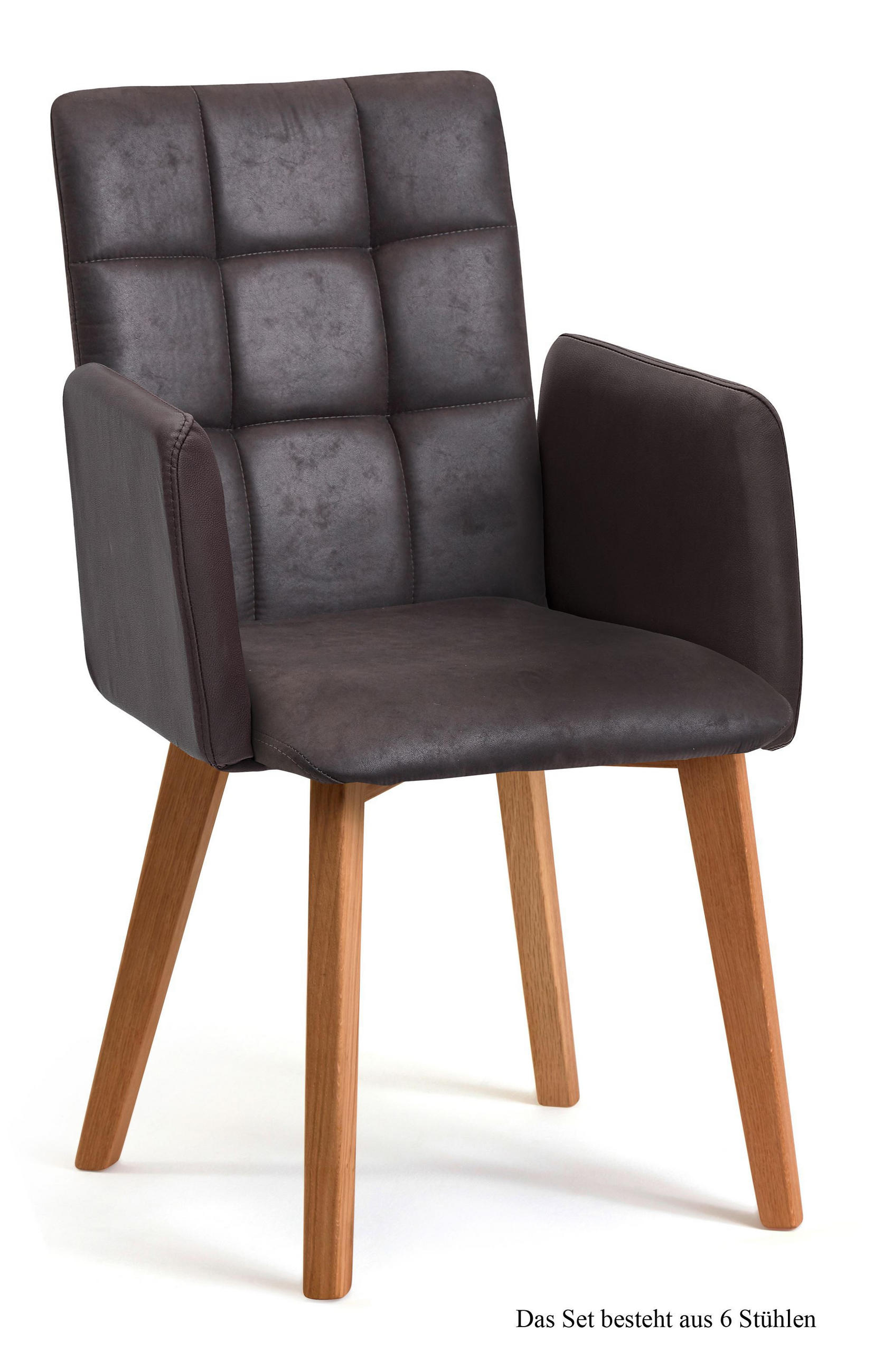 ARMLEHNSTUHL (6er-Set) Dareia 52x91x60 Eiche geölt/Espresso - Eichefarben/Dunkelbraun, Kunststoff (60/91/52cm) - 58aufmkessel