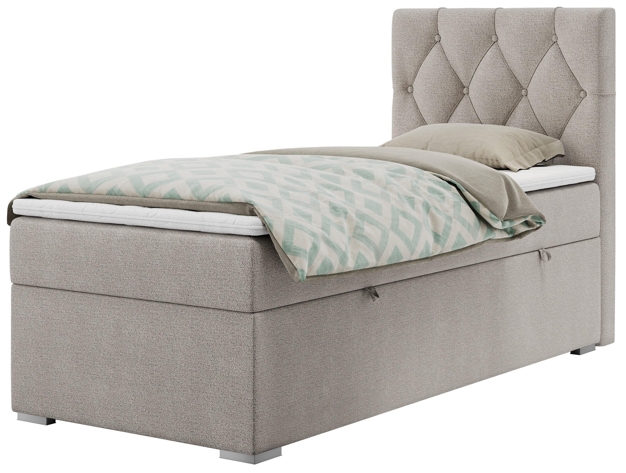 BOXBETT ALDA 90/200 Beige Struktur - H4 - Rechts Seite - Beige, Holz/Textil (90/200cm) - MKS