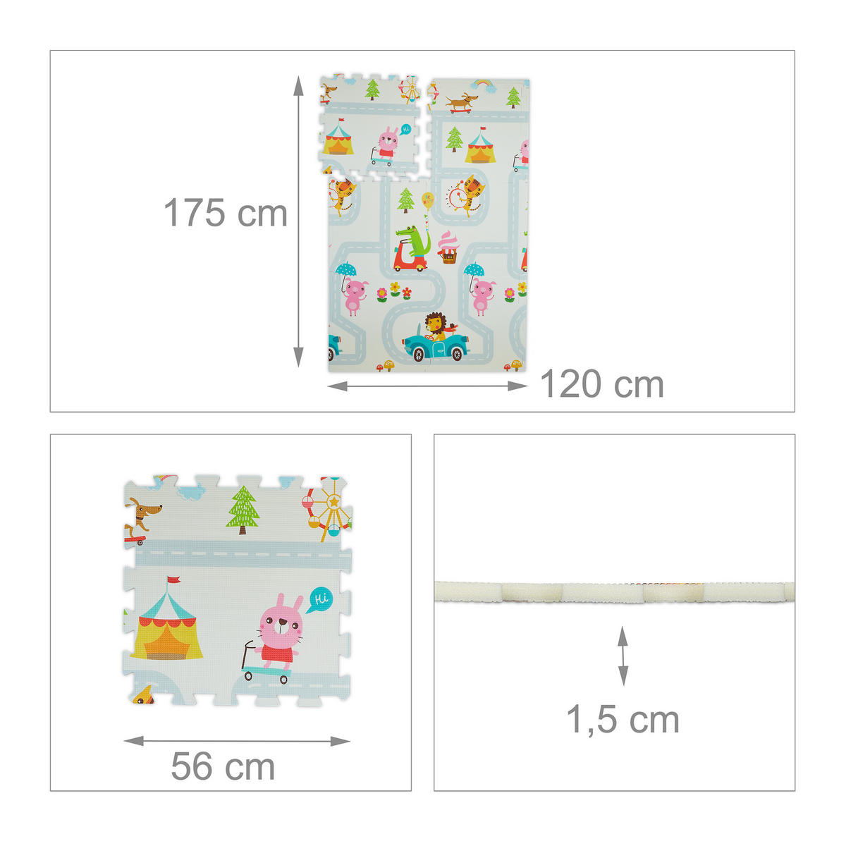 PUZZLEMATTE - Multicolor, Kunststoff/Textil (120/175cm) - Relaxdays
