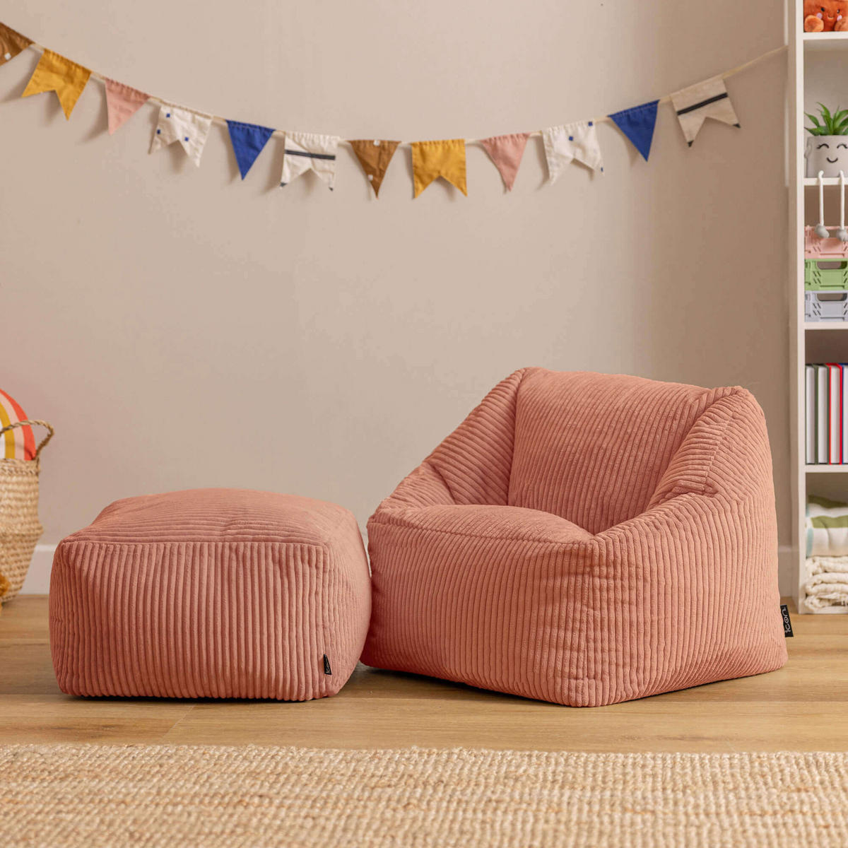 KINDERSITZSACK mit Hocker Natalia - Pink, Textil (55/44/55cm) - icon