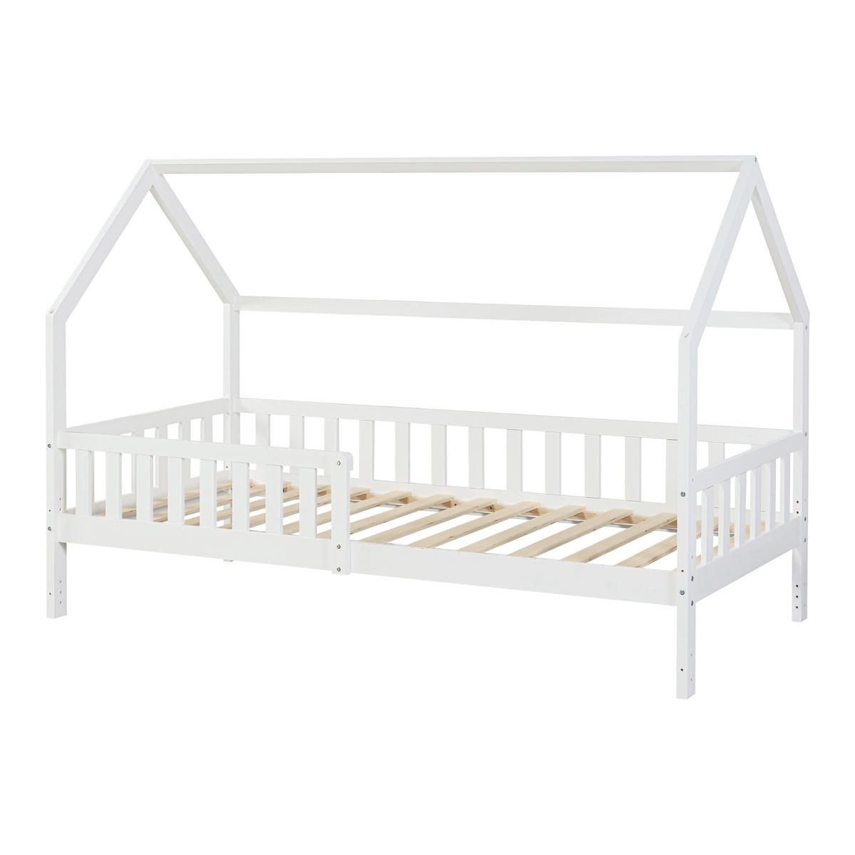 HAUSBETT Ydre - Weiß, Holz (90/200cm) - [en.casa]