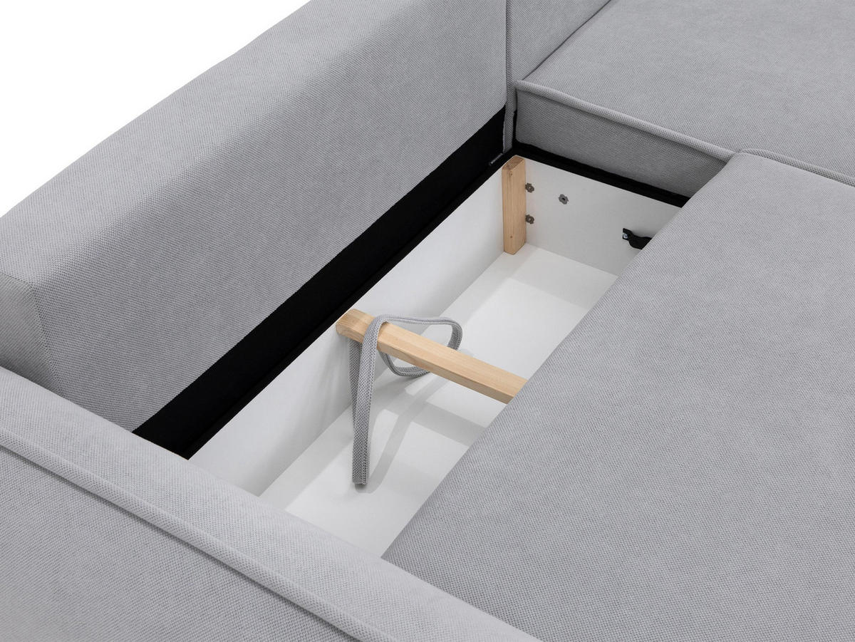 ECKSOFA Loom - Hellgrau/Schwarz, Holz/Kunststoff (261/175cm) - MIRJAN24