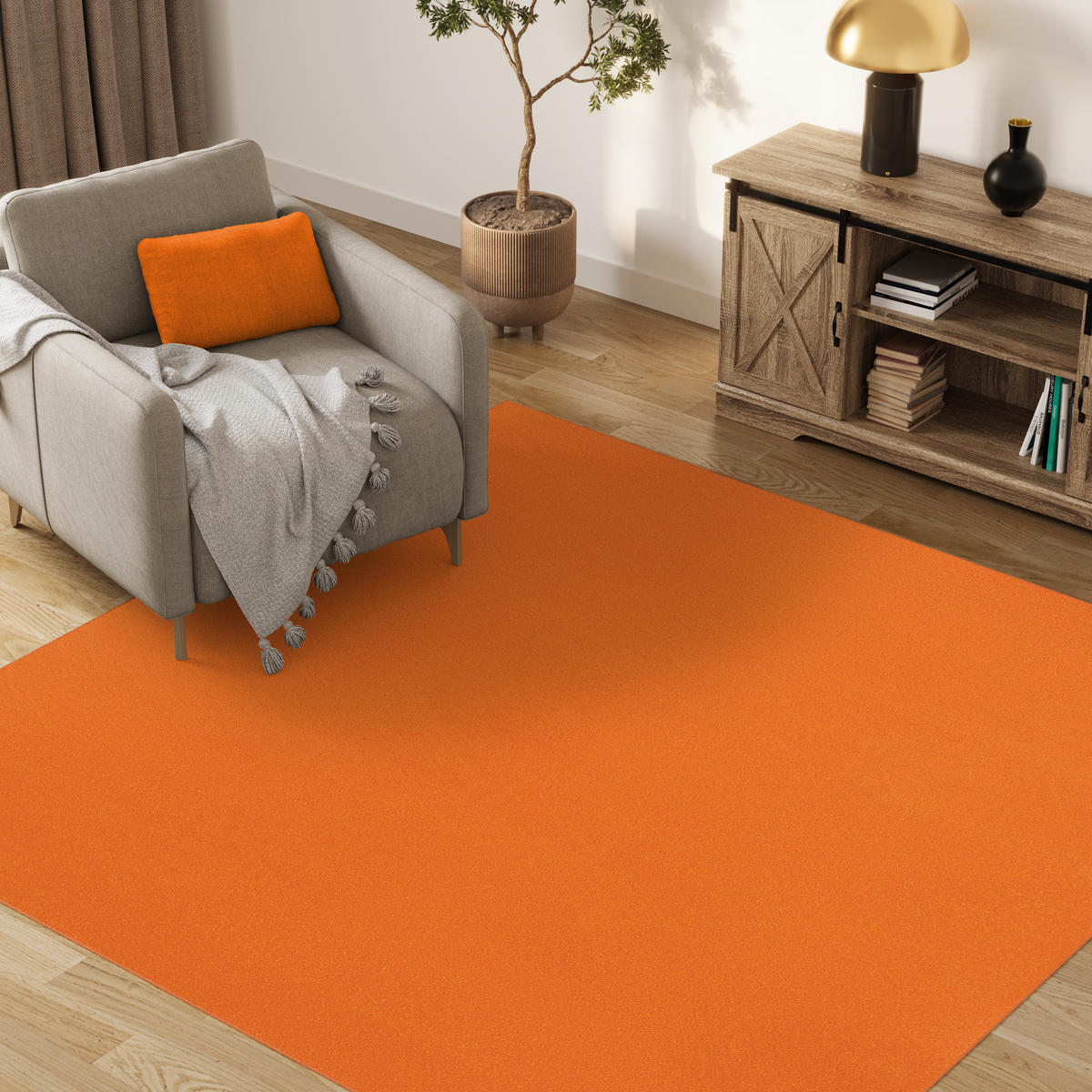 TEPPICH MONO SQUARE Orange 200/200 cm - Orange, Kunststoff (200/200cm) - Tapiso
