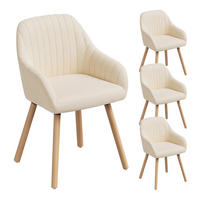 ESSZIMMERSTUHL 4er-Set, Samt, Massivholz, Creme - Creme/Naturfarben, Holz/Textil (52/81.5/51.5cm) - Woltu