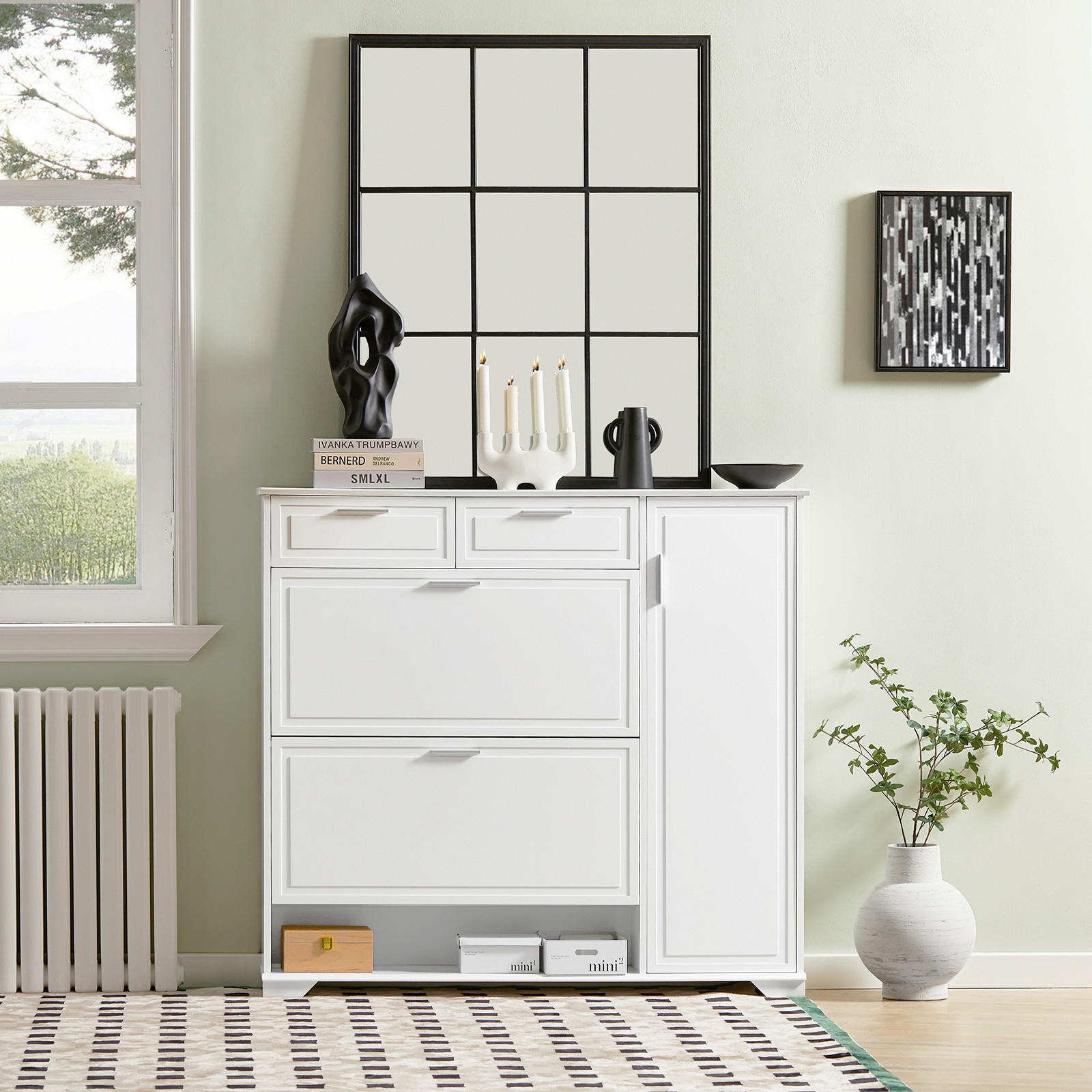 SCHUHSCHRANK Weiß - Weiß, Holzwerkstoff (120/111/26cm) - SoBuy