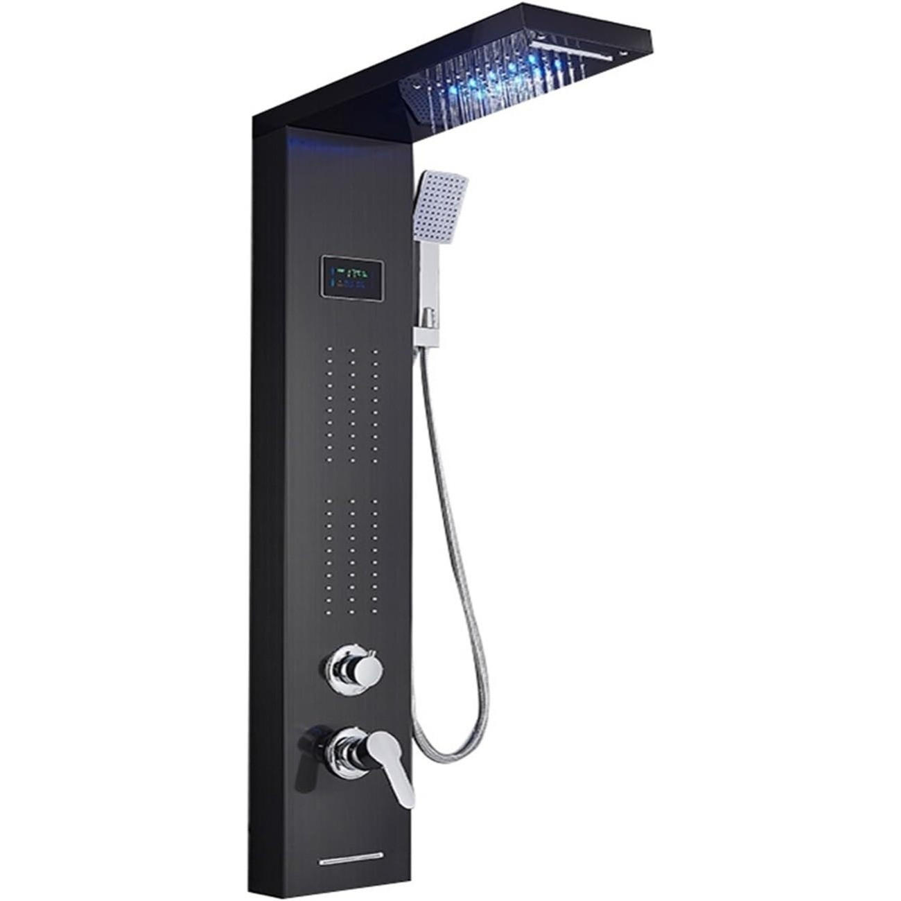 DUSCHPANEEL LED Edelstahl 8011 Schwarz - Schwarz, Kunststoff/Metall (20/114/46.5cm) - Kaket