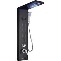 DUSCHPANEEL LED Edelstahl 8011 Schwarz - Schwarz, Kunststoff/Metall (20/114/46.5cm) - Kaket