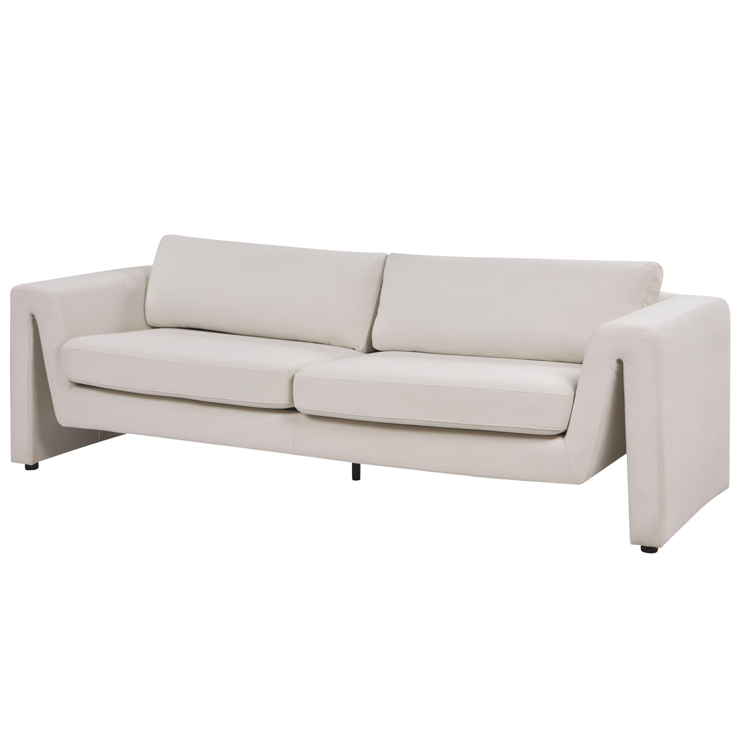 3-SITZER-SOFA Samtstoff hellbeige Maunu - Beige/Schwarz, Textil (237/76/83cm) - Beliani
