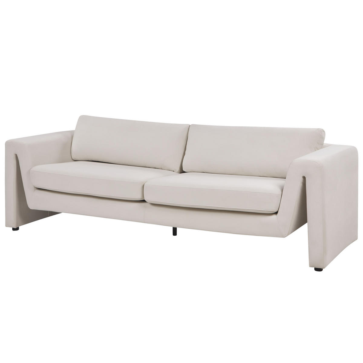 3-SITZER-SOFA Samtstoff hellbeige Maunu - Beige/Schwarz, Textil (237/76/83cm) - Beliani