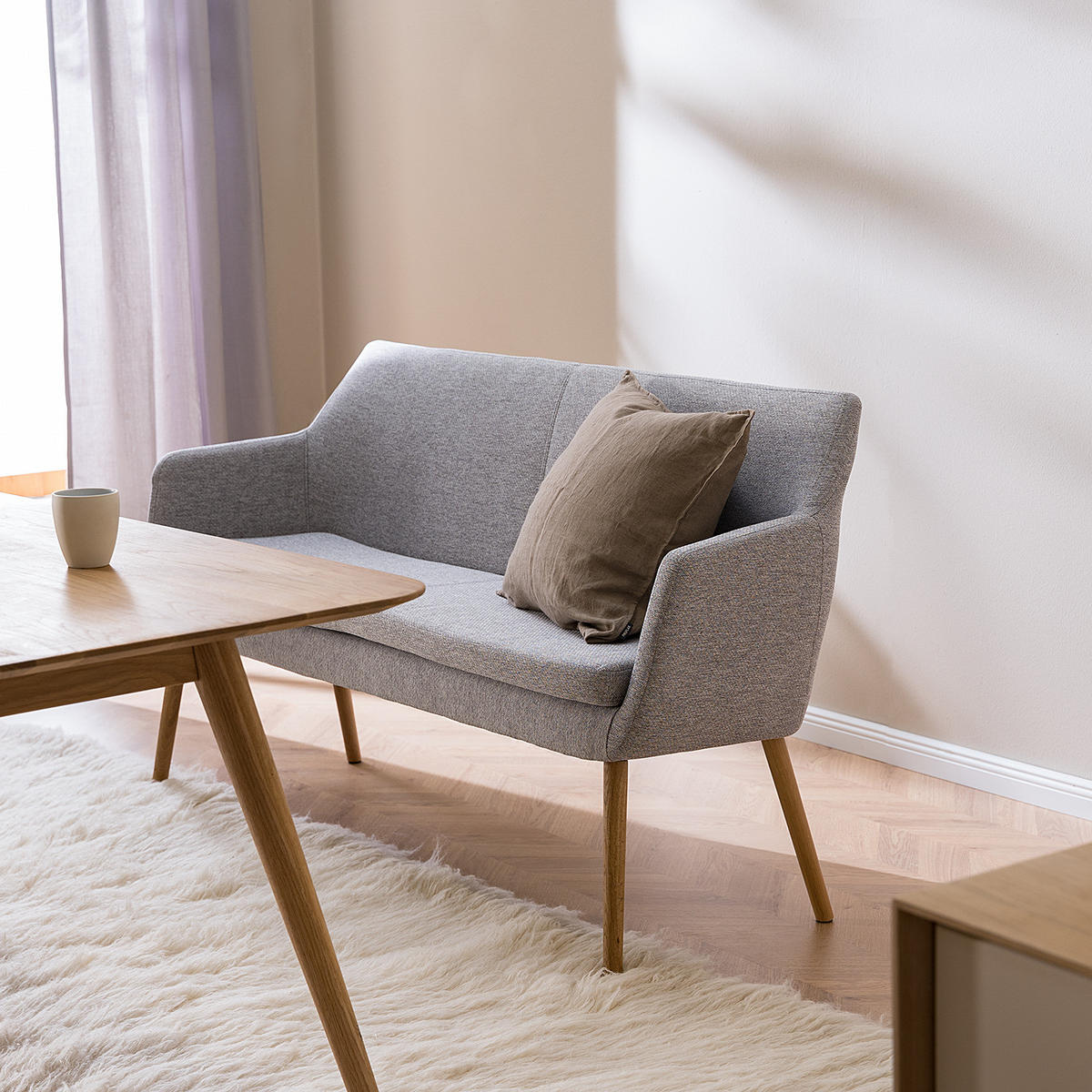 KÜCHENSOFA - Eichefarben/Hellgrau, Eichenholz/Holz (159/86/56cm) - home24