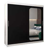 SCHWEBETÜRENSCHRANK 200/200/62 2-türig - Silberfarben/Schwarz, Holz/Kunststoff (200/200/62cm) - Abiks Möbel