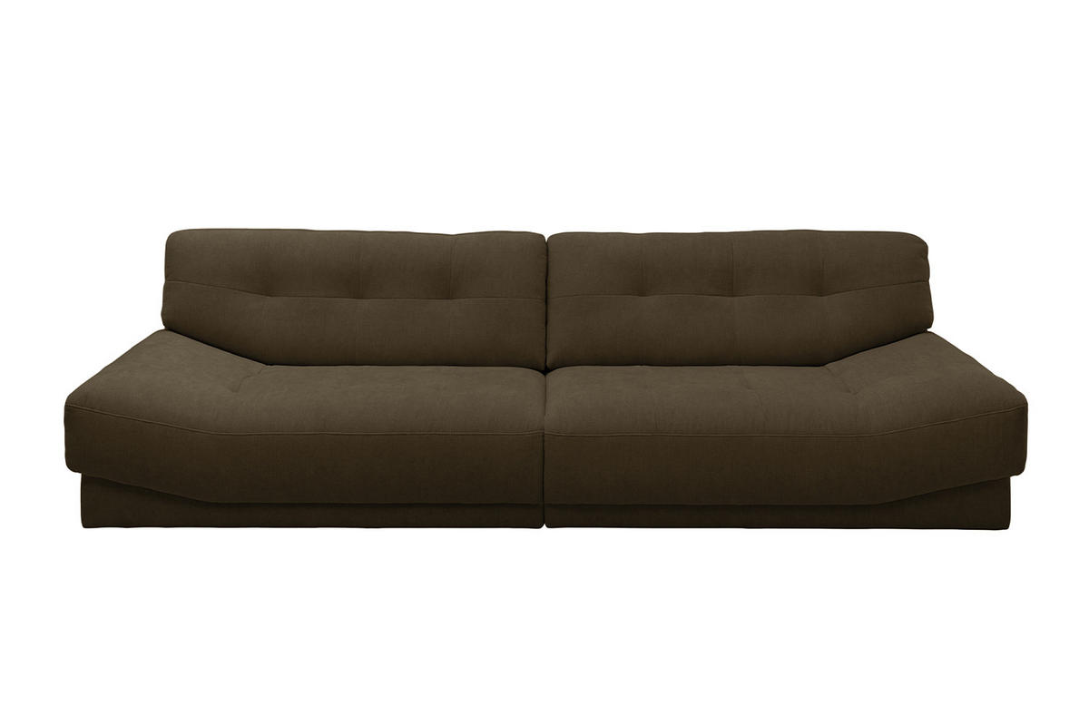 SOFA MOZZA Dunkelbraun Webstoff - Dunkelbraun/Schwarz, Kunststoff/Textil (298/83/123cm) - KAWOLA