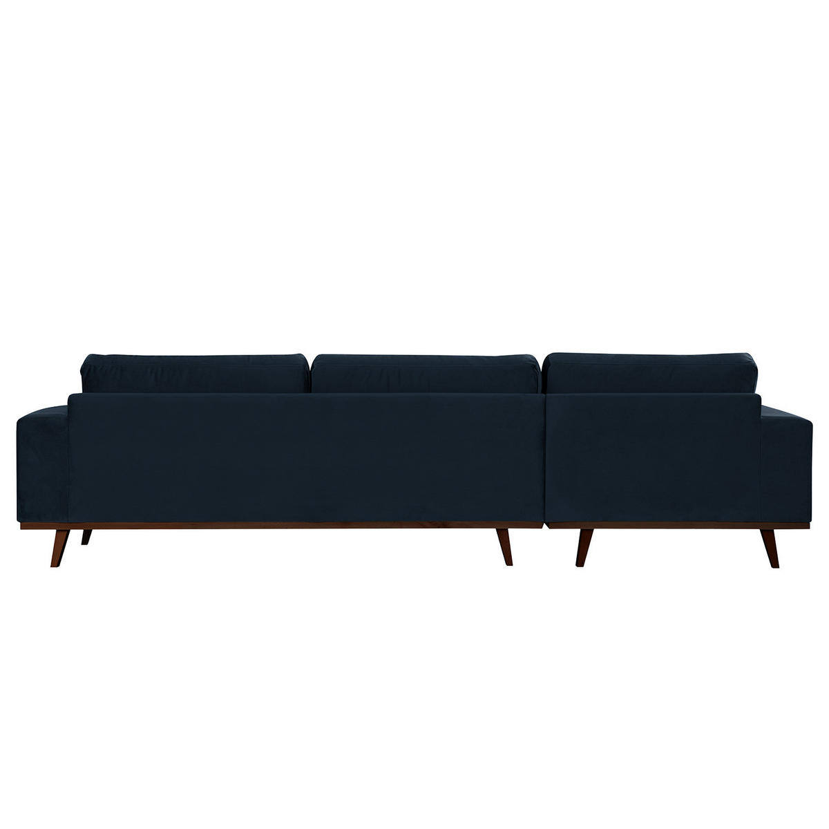 ECKSOFA mit Longchair - Buchefarben/Dunkelblau, Buchenholz/Textil (281/153cm) - home24