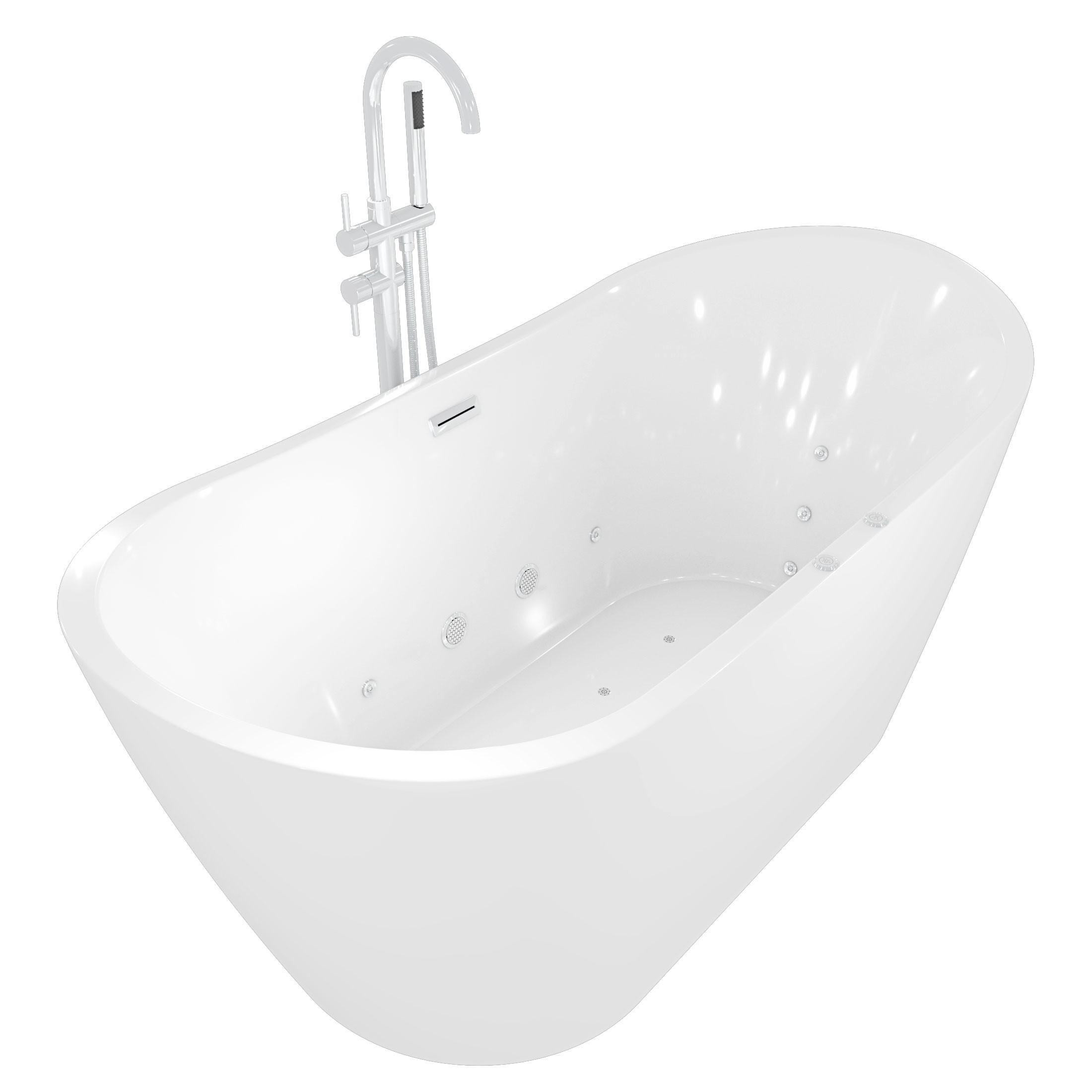 FREISTEHENDE Wanne F23 180cm Whirlpool Armatur AF04 - Weiß, Glas/Kunststoff (80/72/180cm) - AcquaVapore by Sandra Jentho