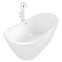 FREISTEHENDE Wanne F23 180cm Whirlpool Armatur AF04 - Weiß, Glas/Kunststoff (80/72/180cm) - AcquaVapore by Sandra Jentho