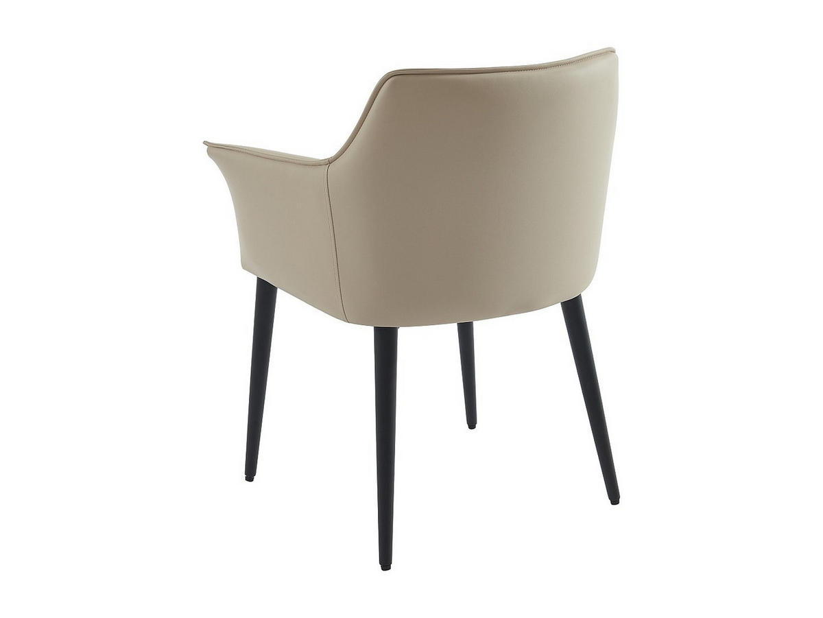 STUHL mit Armlehnen 6er-Set - Kunstleder & schwarzes Metall - Beige - MIALOV - Beige, Leder (61.5/78/57cm) - Vente-Unique