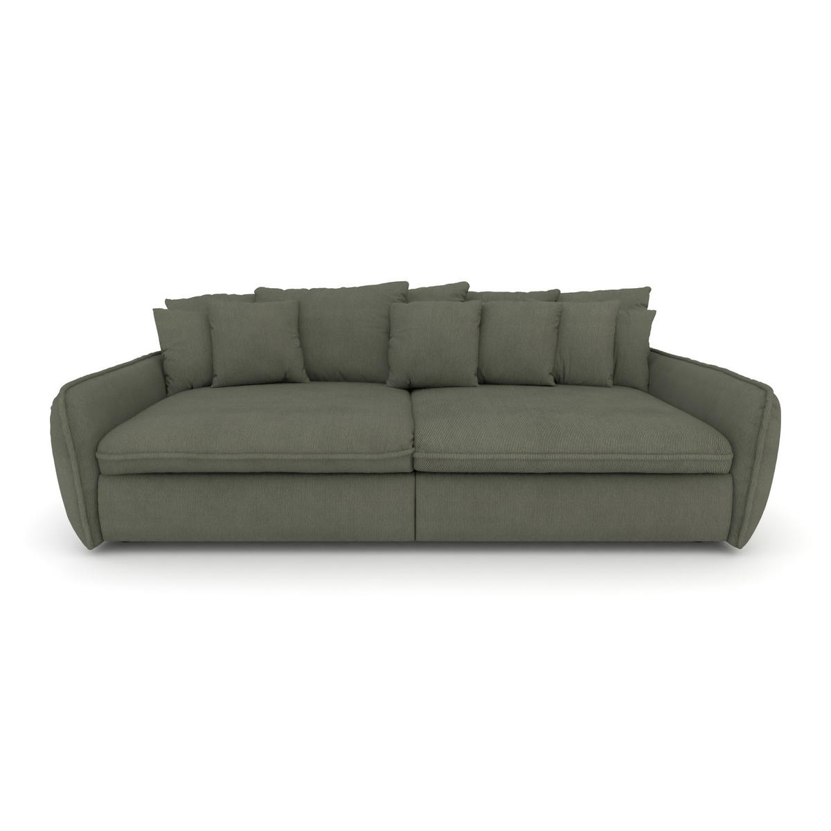 BIGSOFA Hereford Cord Dunkelgrün inkl. 11 Kissen 234/131/61 cm - Dunkelgrün, Kunststoff/Textil (234/61/131cm) - foamnova