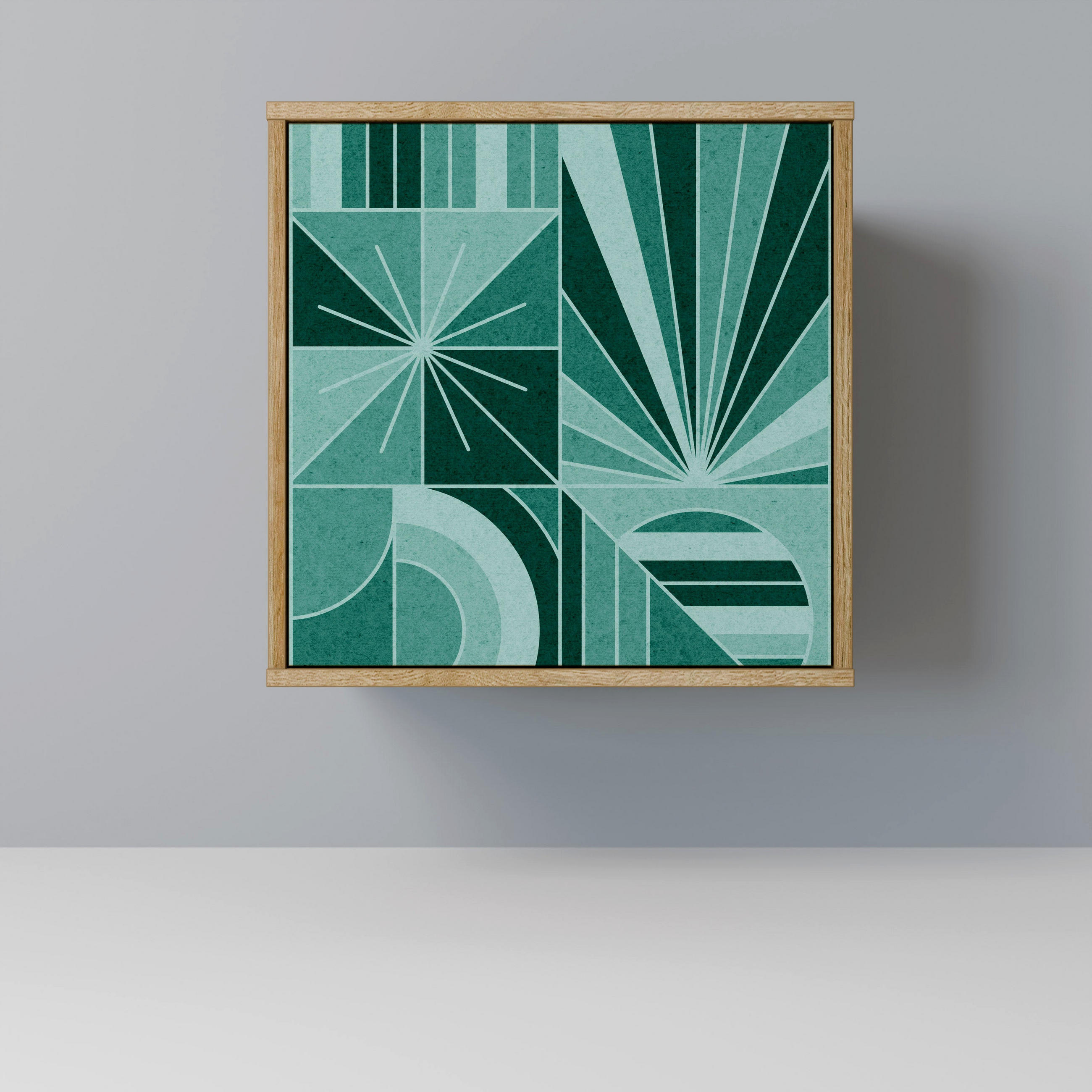 SIDEBOARD HARMONIC GRID, Eichefarben, 57,5x42x57,5 cm, Ohne Füße - Eichefarben/Multicolor, Holzwerkstoff (57.5/57.5/42cm) - SpaceRebels