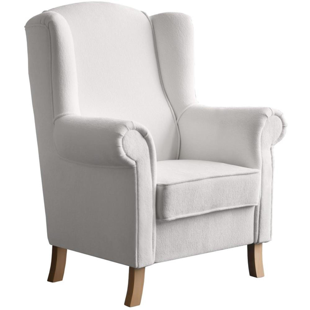 OHRENSESSEL Leonardo beige boucle-stoff - Beige, Holz/Textil (88/118/86cm) - Beautysofa