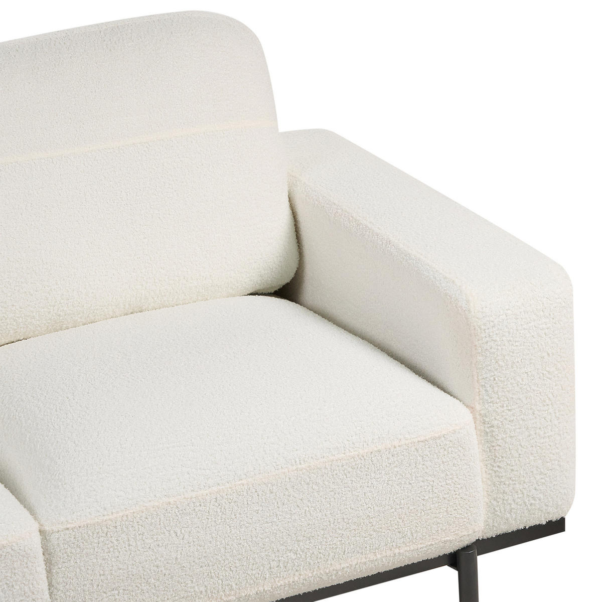 3-SITZER-SOFA Bouclé Cremeweiß Sovik - Weiß, Textil (215/72/87cm) - Beliani
