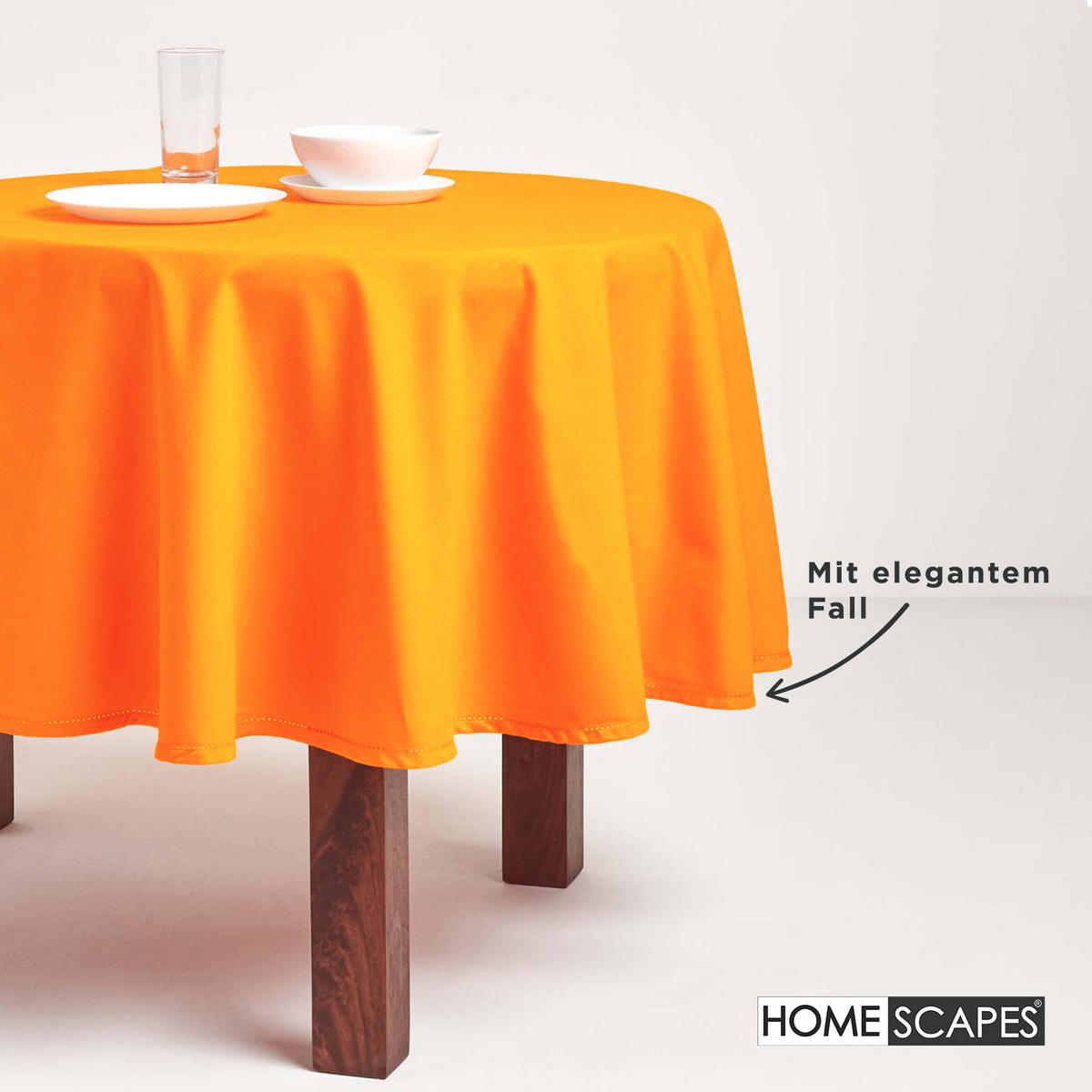 TISCHDECKE orange rund 178 cm, 100% Baumwolle - Orange, Textil (178/178cm) - Homescapes