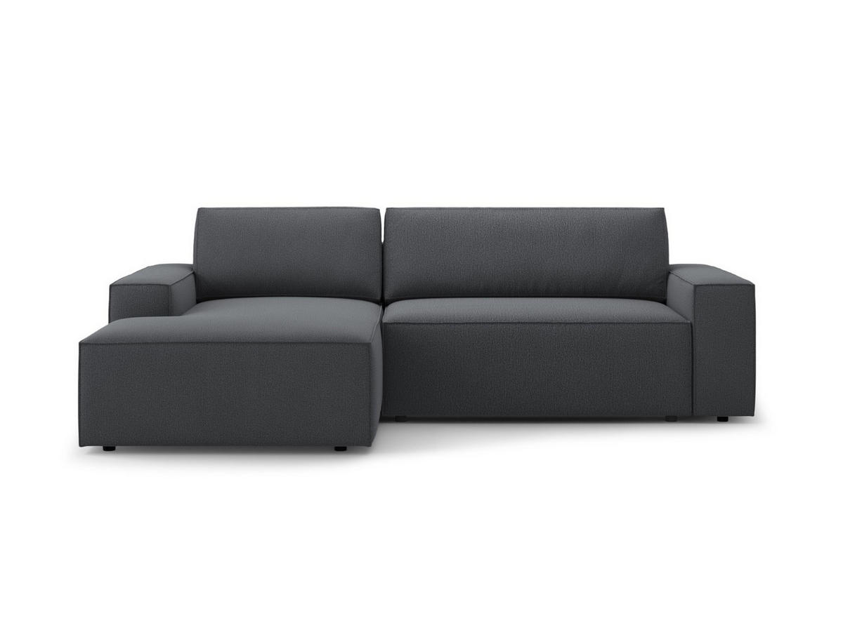 AUSKLAPPBARES-ECKSOFA links mit Container Jodie aus strukturiertem Stoff dunkelgrau 3 Sitzplätze - Dunkelgrau, Textil (246/151cm) - Micadoni