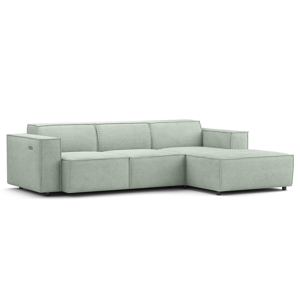 ECKSOFA mit Longchair - Schwarz/Mintgrün, Kunststoff/Textil (260/177cm) - home24