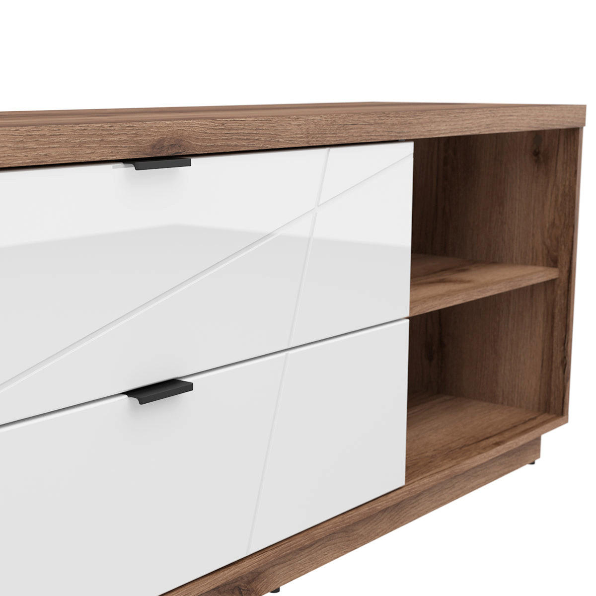 TV STOLÍK Sven Biela a drevo - biela, kompozitné drevo (156/61/43cm) - Petits-meubles