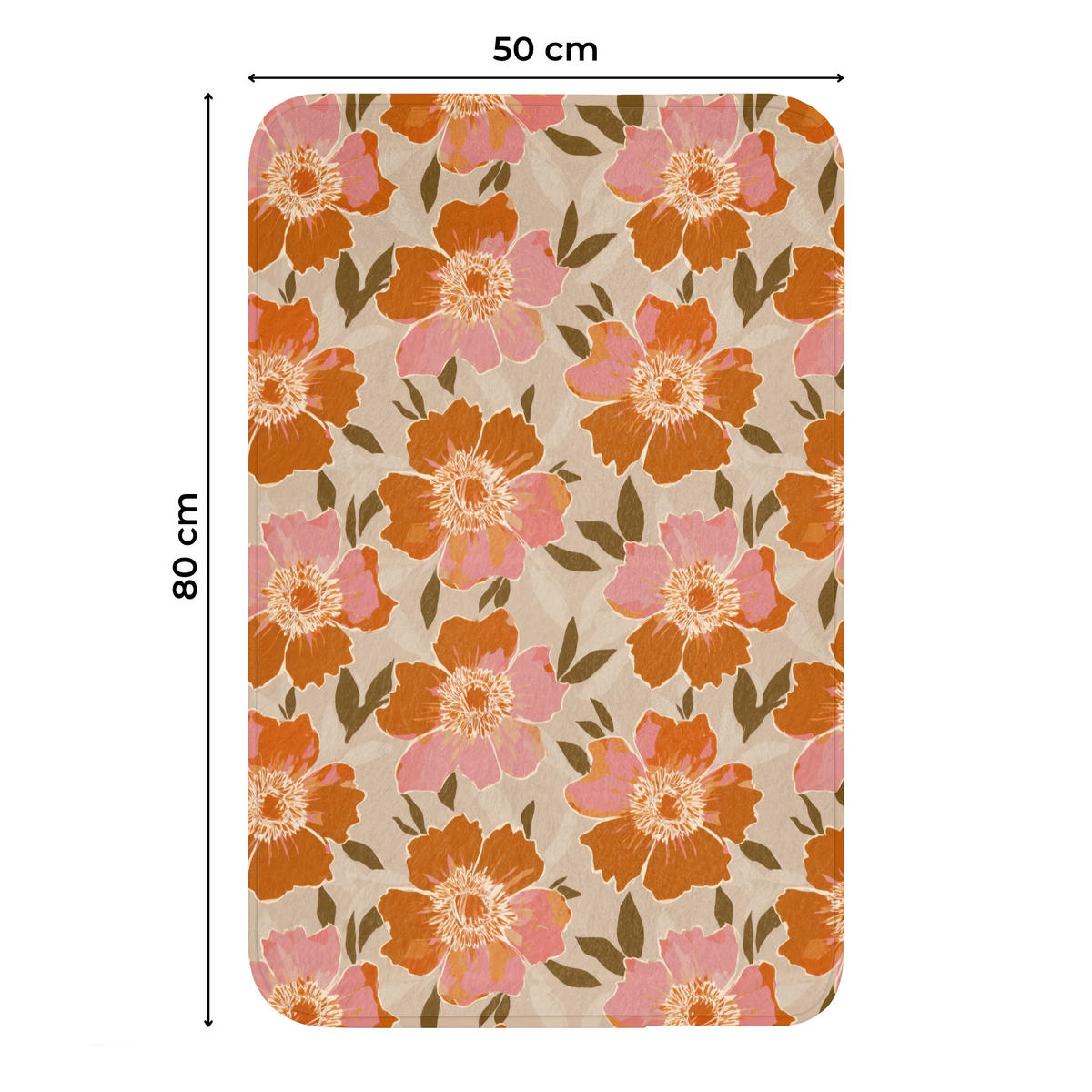 WC-VORLEGER Blumen - Motiv - Retro WC Teppich 50x80 cm - Multicolor, Kunststoff/Textil (50/1cm) - OnlyWow