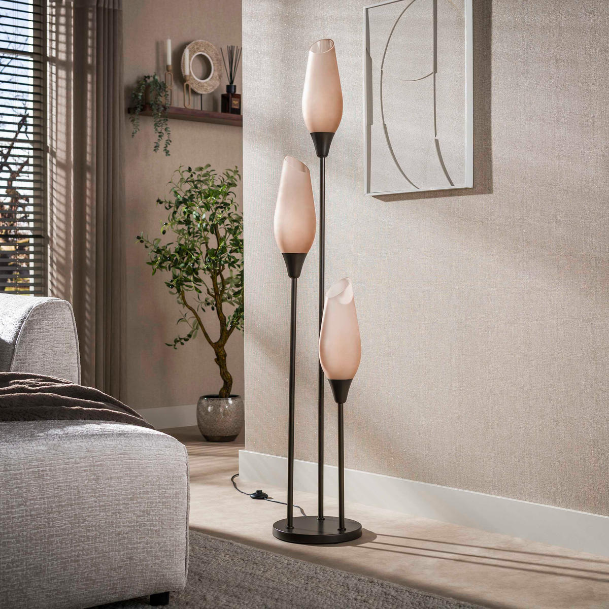 STEHLEUCHTE Cocoon Braun 35/35/168 cm - Braun, Glas (35/35/168cm) - Hoyz Collection
