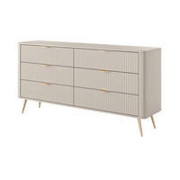 KOMMODE mit Schubladen Brando, 163 cm, Beige - Beige/Goldfarben, Holz/Metall (163/81/38cm) - Emporius