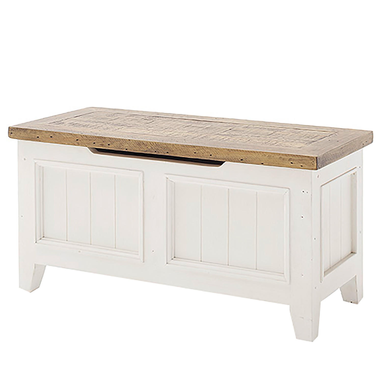 GARDEROBENBANK - Kiefer massiv - Weiß, Holz (90/45/40cm) - home24