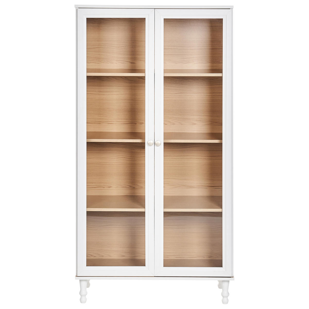 VITRÍNA se skleněnými dveřmi 80 cm Bílá Tingledale - bílá, kompozitní dřevo (80/151/40cm) - Beliani