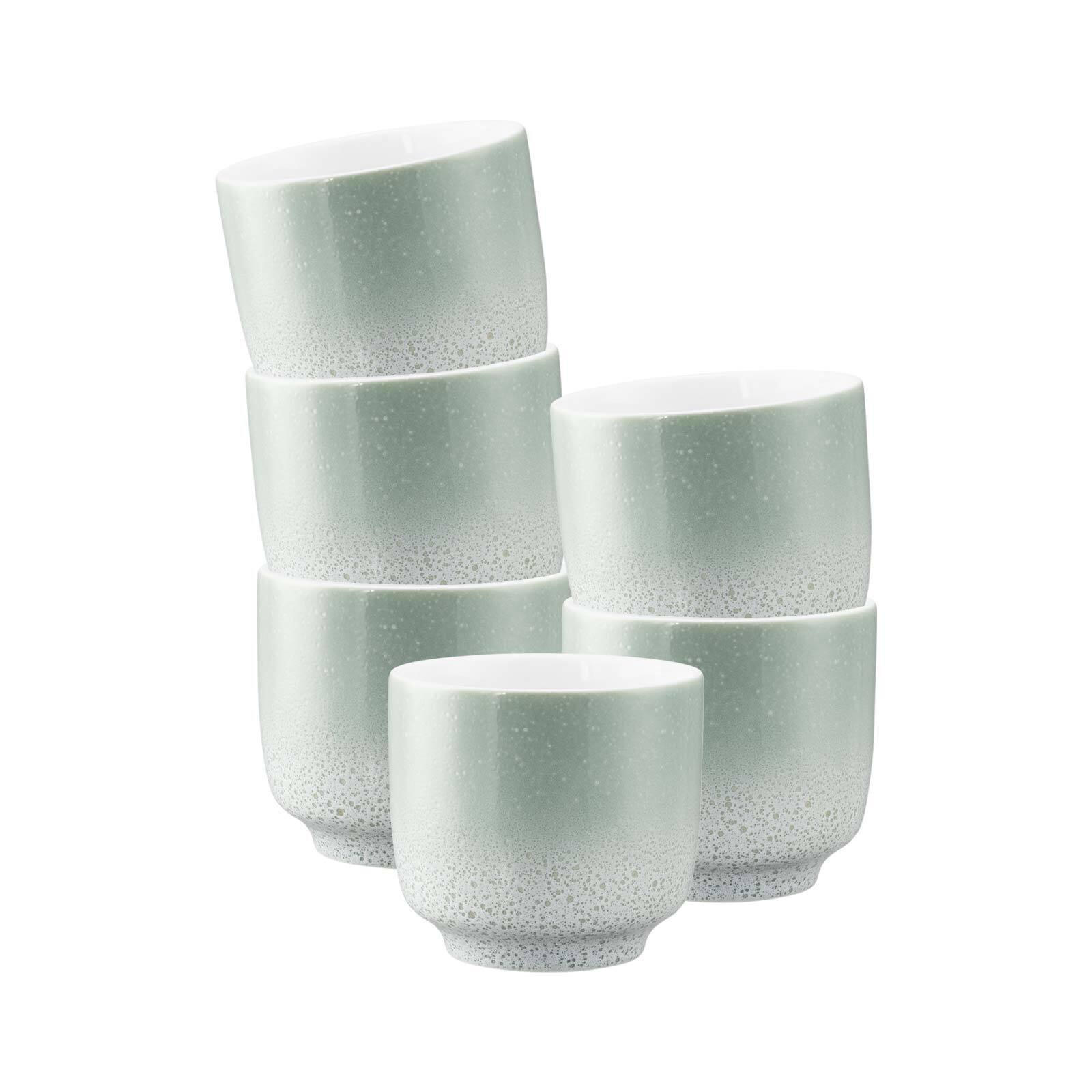 CAPPUCCINOTASSEN OHNE HENKEL Sento Home Aura mint 300 ml 6er Set - Mintgrün, Keramik (0.3L) - Seltmann Weiden