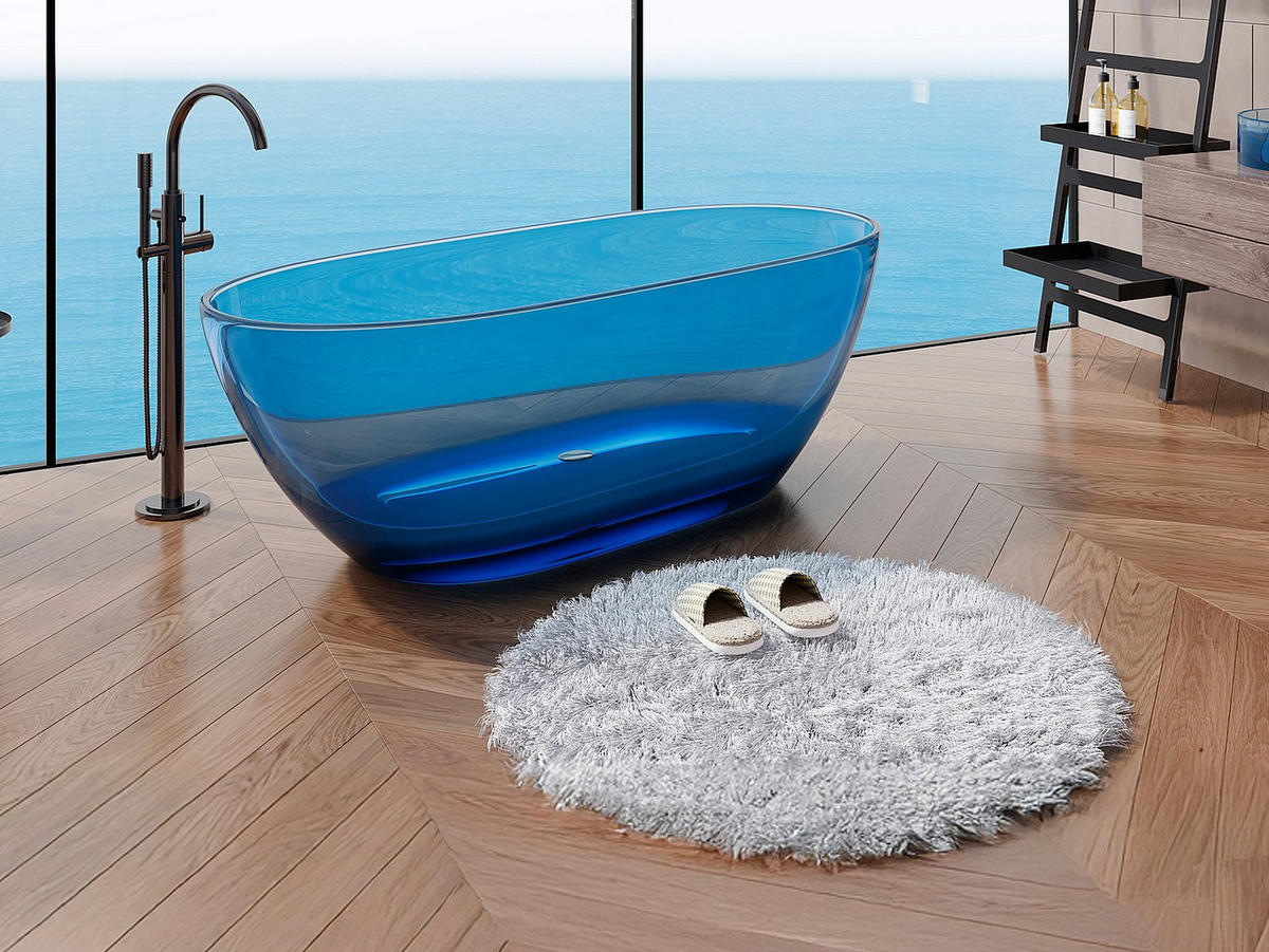 FREISTEHENDE Badewanne - 1 Person - harz - blau Spavo - Blau, Kunststoff (160/56/72cm) - Vente-Unique