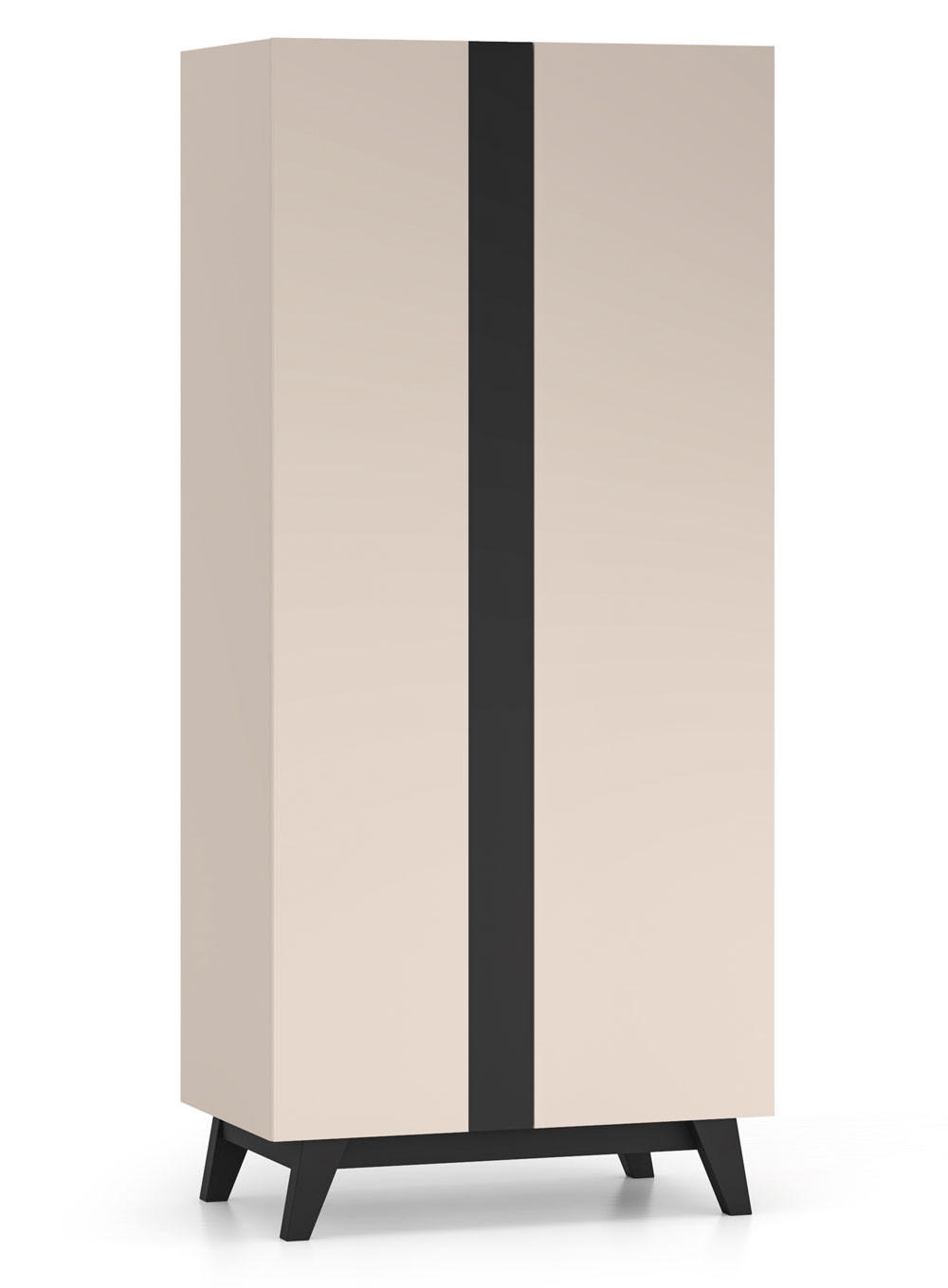 KLEIDERSCHRANK Freshion Kaschmir / Schwarz 90 / 53 / 200cm - Multicolor/Creme, Holz/Holzwerkstoff (90/200/53cm) - Feldmann-Wohnen