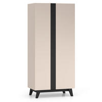 KLEIDERSCHRANK Freshion Kaschmir / Schwarz 90 / 53 / 200cm - Multicolor/Creme, Holz/Holzwerkstoff (90/200/53cm) - Feldmann-Wohnen