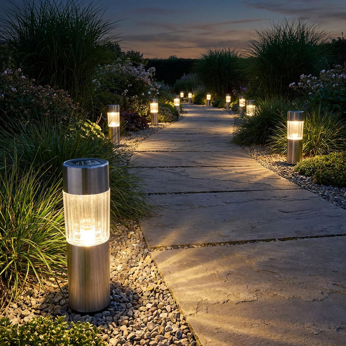 LED SOLARAUFLAMPE Edelstahl Silber - Silberfarben, Metall (4.6/4.6/25cm) - Globo Lighting