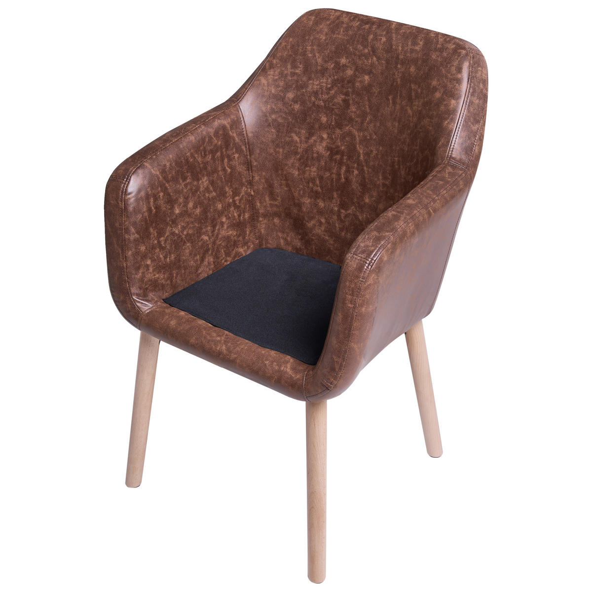 ESSZIMMERSTUHL Kunstleder Dunkelbraun Yorkville - Braun, Holz/Kunststoff (56/82/46cm) - Beliani
