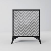 SIDEBOARD CONCRETE ZIG ZAG, Schwarz, 57,5x42x70,5 cm, Schwarze Metall-Sternfüße - Multicolor/Schwarz, Holzwerkstoff/Metall (57.5/70.5/42cm) - SpaceRebels