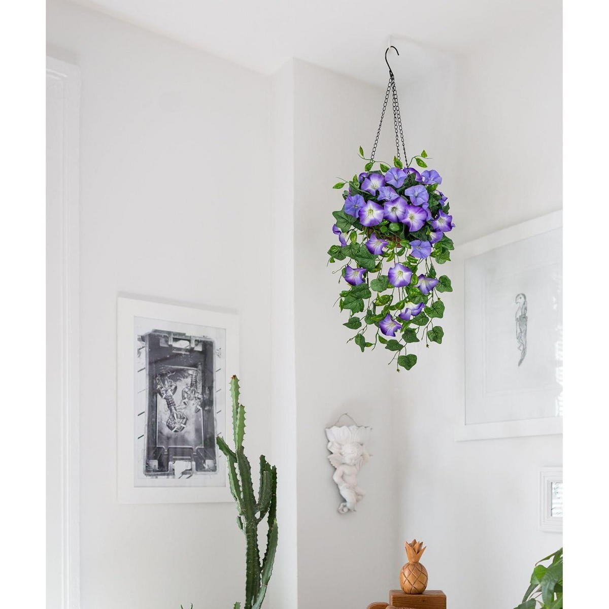 KUNSTBLUME Hängende Morning Glory 70 cm Blau - Multicolor, Textil (22cm)