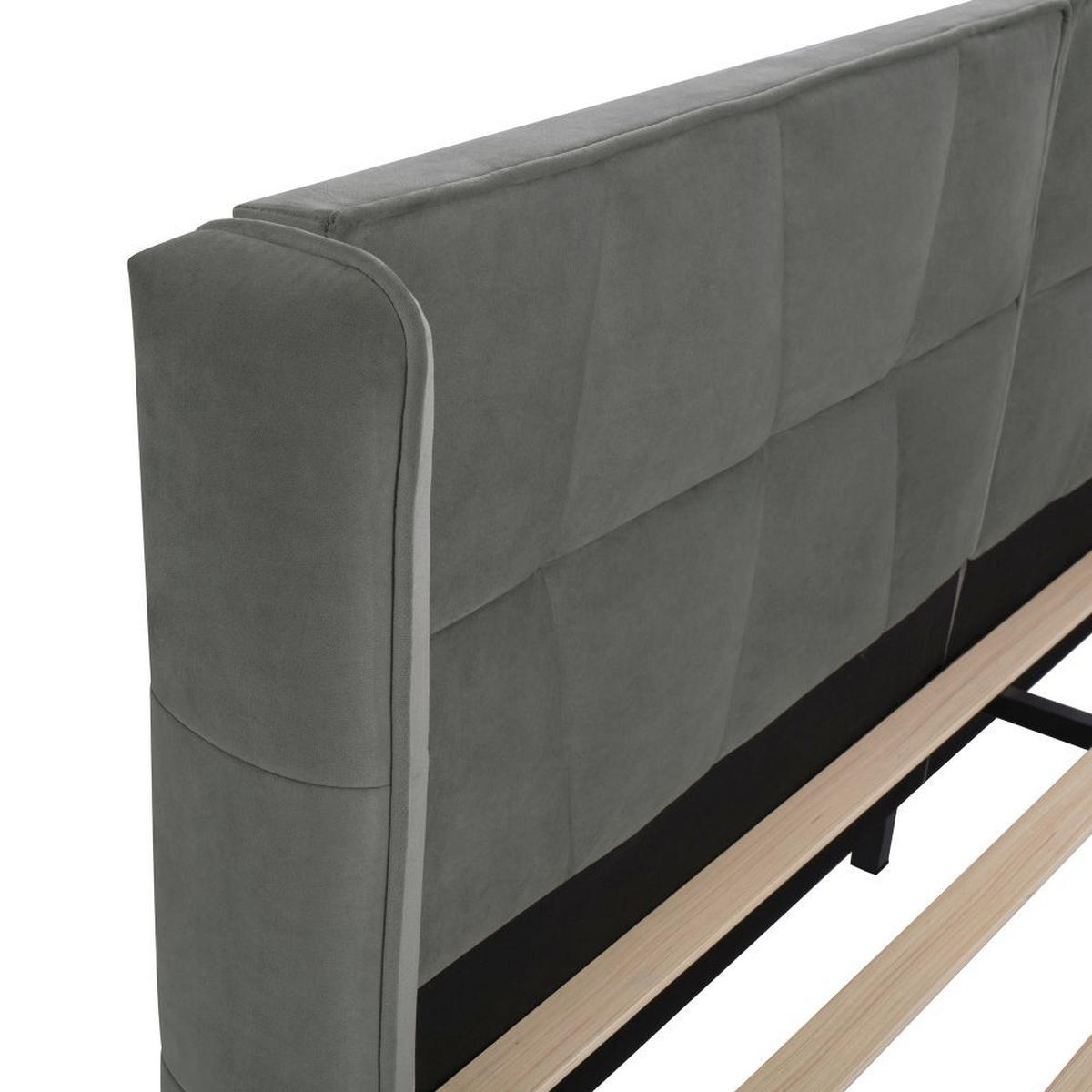 POLSTERBETT 180/200 cm in Grau Samt mit Lattenrost - Grau, Holz/Textil (180/200cm) - KOMHTOM