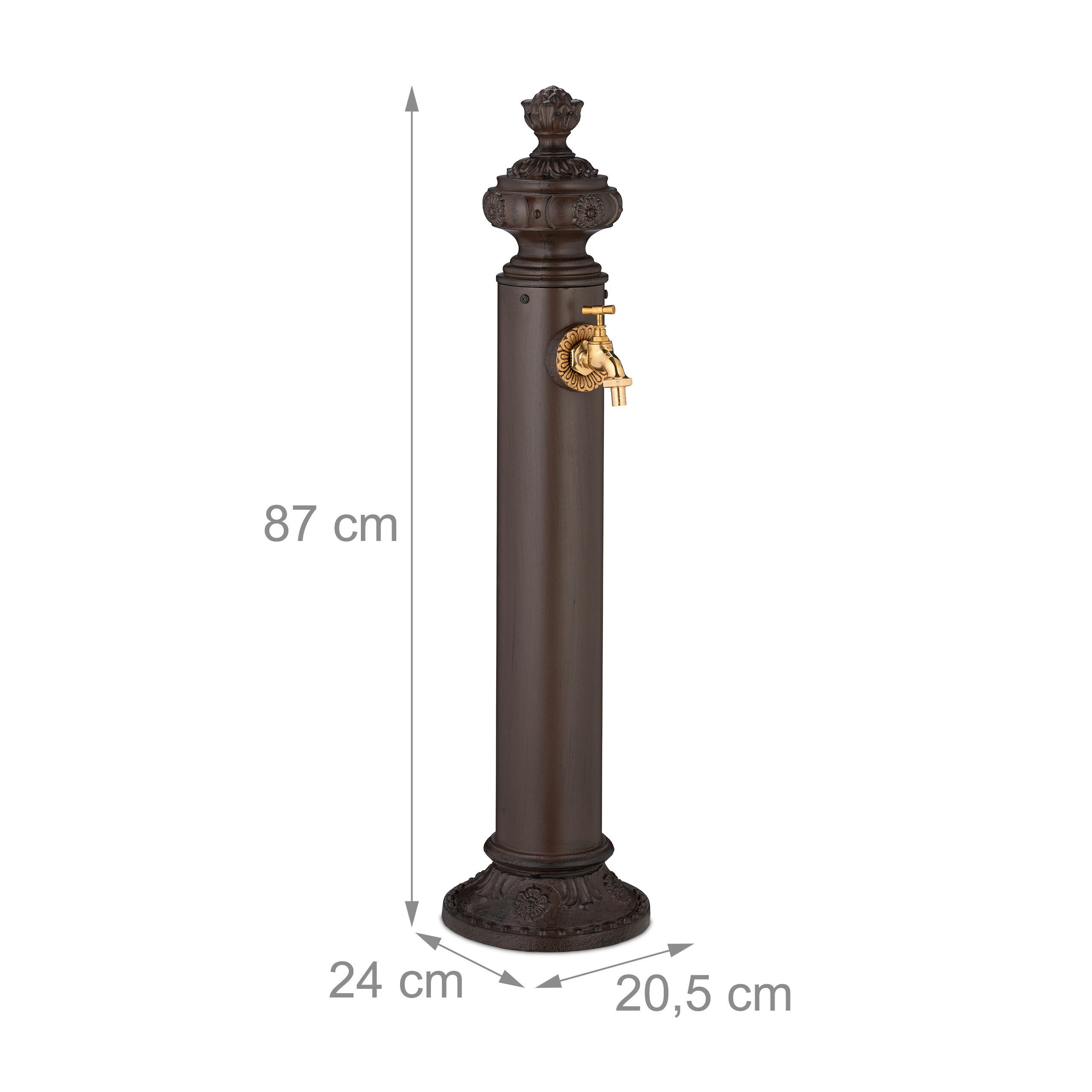 Thumbnail - Relaxdays Standbrunnen, Braun, Metall, 20.5x87x24 cm, Gartenzubehör, Gartendeko