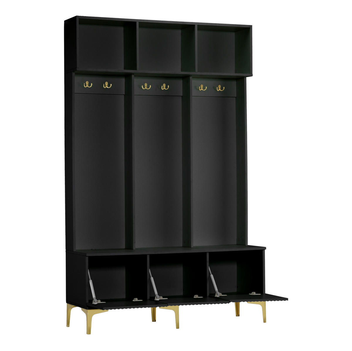GARDEROBE 120/191,5/23,5 cm Schwarz aus Spanplatte mit Sitzbank - Schwarz, Holzwerkstoff (40/191/120cm) - OKMYHOME