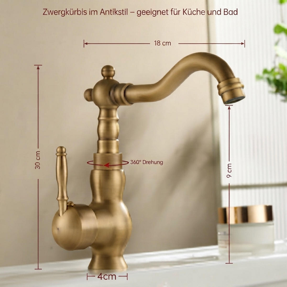 BADEZIMMERARMATUR, 18*30cm, gold - Goldfarben, Metall (25/9/23cm) - Vallsero