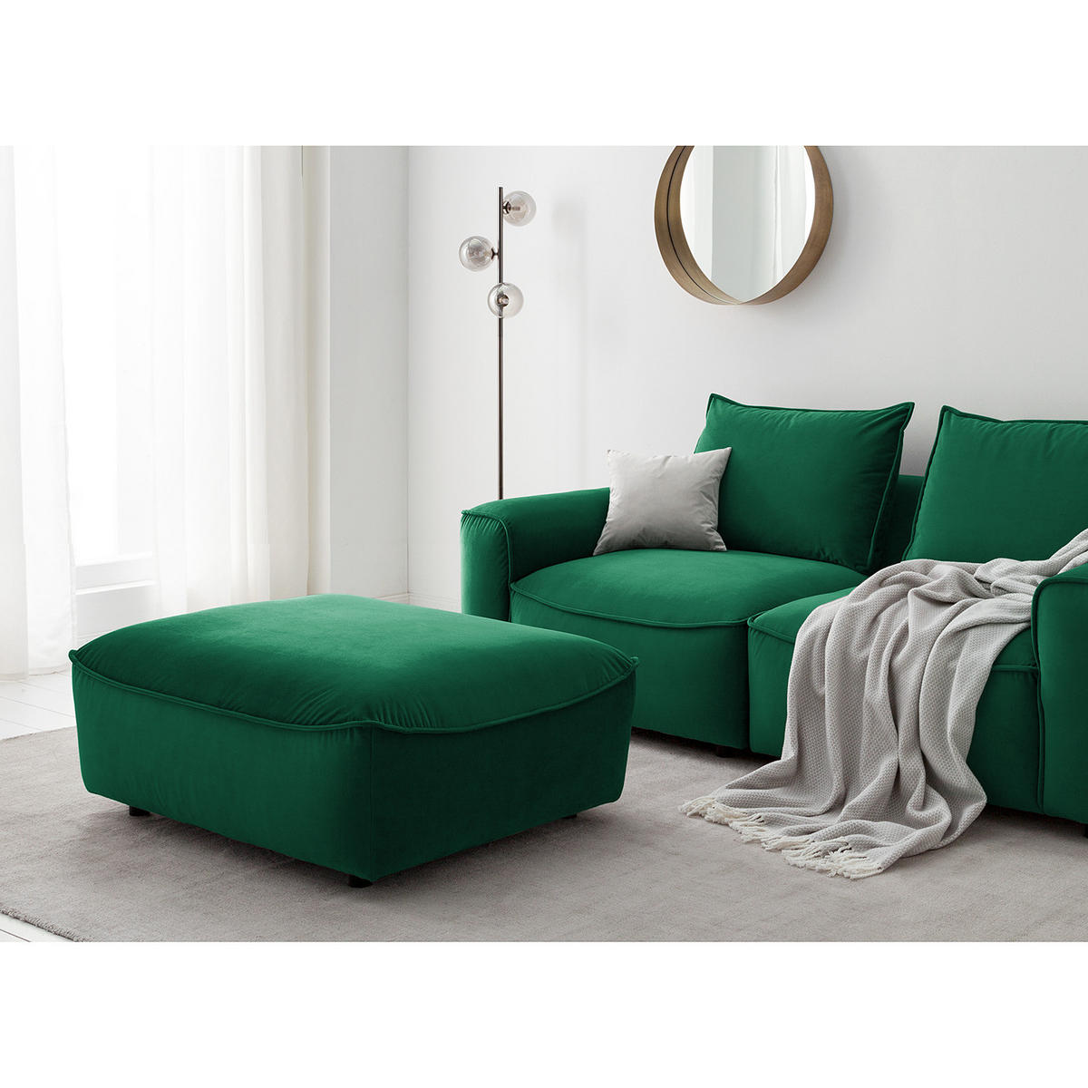 POLSTERHOCKER - Dunkelgrün/Schwarz, Kunststoff/Textil (99/40/82cm) - home24